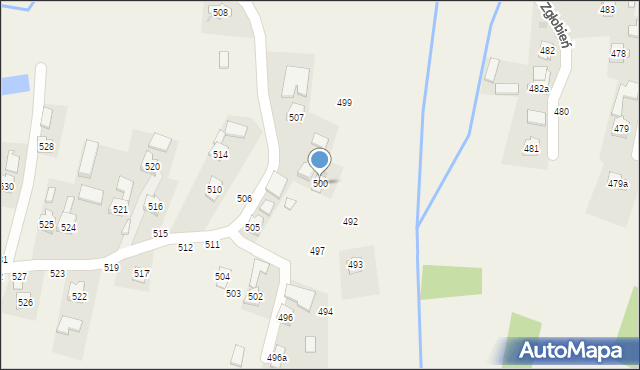 Zgłobień, Zgłobień, 500, mapa Zgłobień