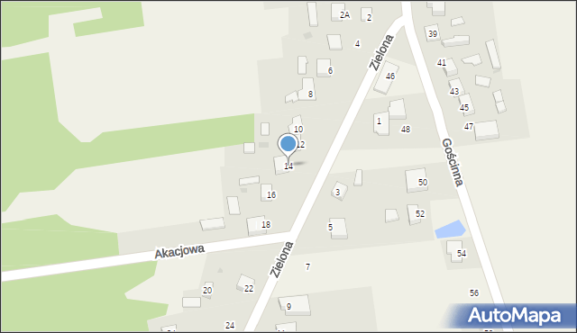 Aleksandria Druga, Zielona, 14, mapa Aleksandria Druga