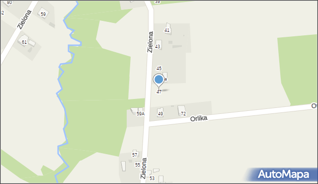 Aleksandria Druga, Zielona, 47, mapa Aleksandria Druga
