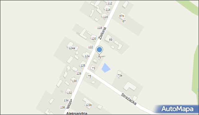Aleksandria Druga, Zielona, 71, mapa Aleksandria Druga