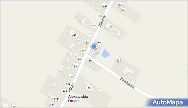 Aleksandria Druga, Zielona, 73, mapa Aleksandria Druga