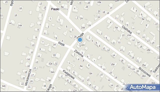 Aleksandrów Kujawski, Zielona, 1, mapa Aleksandrów Kujawski