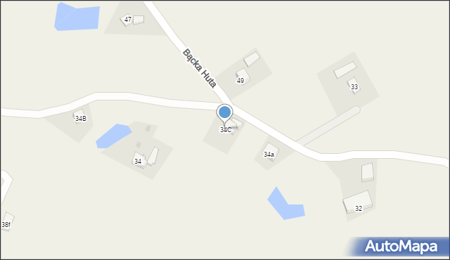 Bącka Huta, Zielona, 14, mapa Bącka Huta