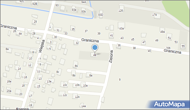 Barcice Dolne, Zielona, 4a, mapa Barcice Dolne