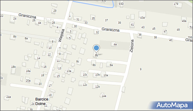 Barcice Dolne, Zielona, 6b, mapa Barcice Dolne