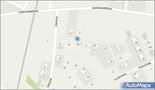 Bartąg, Zielona, 33, mapa Bartąg