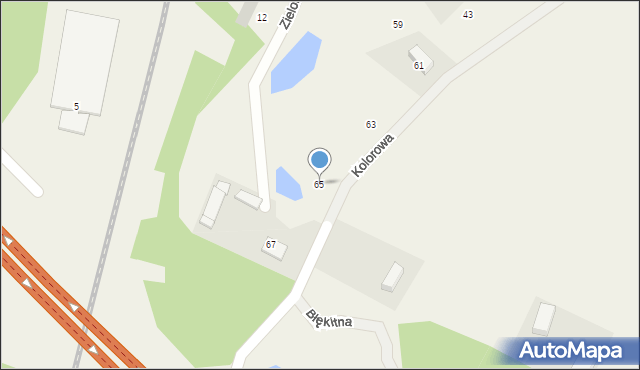 Bartąg, Zielona, 65, mapa Bartąg