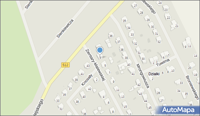 Bartoszyce, Zientary-Malewskiej, 3, mapa Bartoszyce