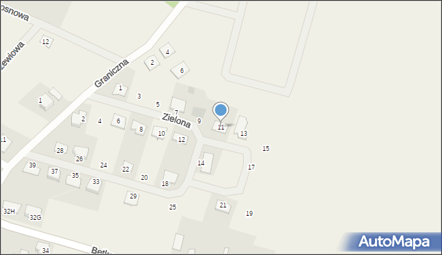 Betkowo, Zielona, 11, mapa Betkowo