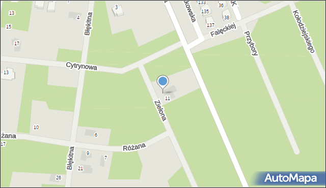 Białobrzegi, Zielona, 9, mapa Białobrzegi