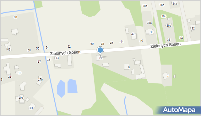 Biały Ług, Zielonych Sosen, 11, mapa Biały Ług