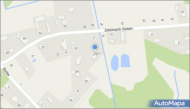 Biały Ług, Zielonych Sosen, 17b, mapa Biały Ług