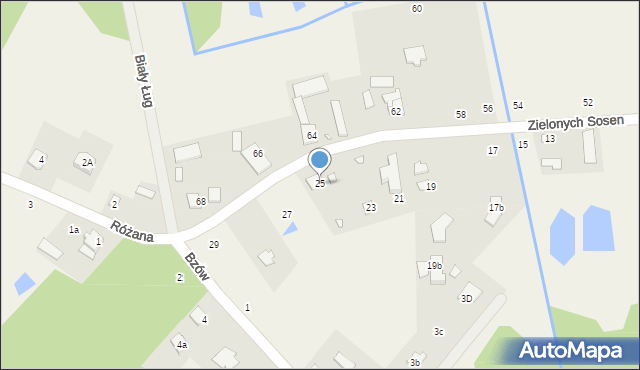 Biały Ług, Zielonych Sosen, 25, mapa Biały Ług