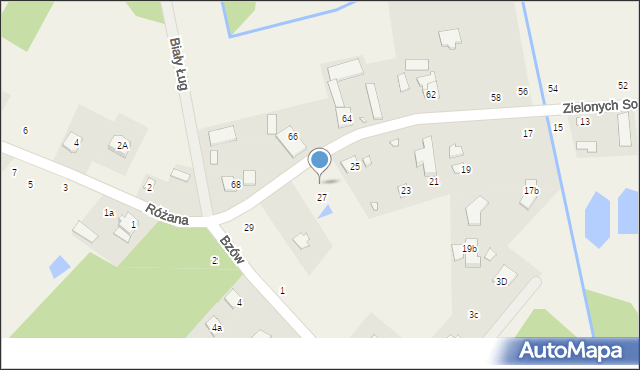 Biały Ług, Zielonych Sosen, 27a, mapa Biały Ług