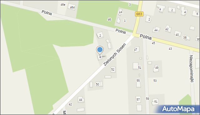 Biały Ług, Zielonych Sosen, 4, mapa Biały Ług