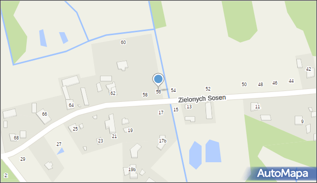 Biały Ług, Zielonych Sosen, 56, mapa Biały Ług