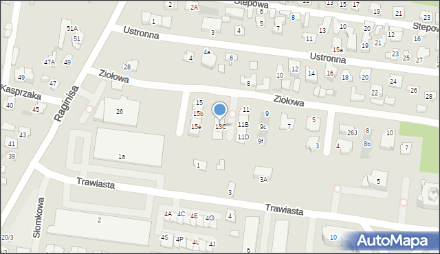 Białystok, Ziołowa, 13C, mapa Białegostoku