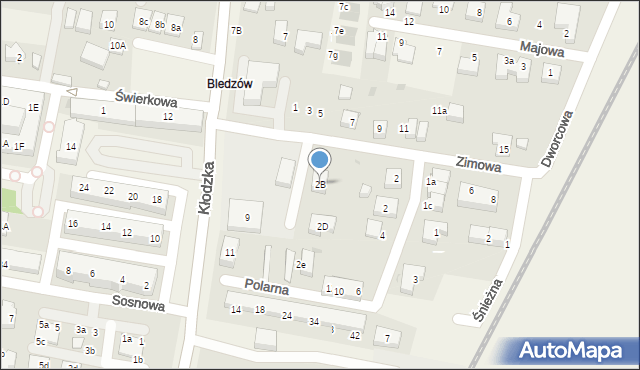 Bielany Wrocławskie, Zimowa, 2B, mapa Bielany Wrocławskie