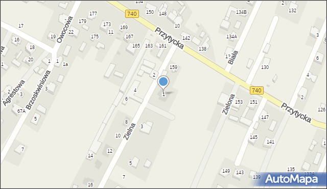 Bielicha, Zielna, 1, mapa Bielicha