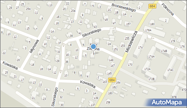 Bielsk Podlaski, Zielona, 3, mapa Bielsk Podlaski