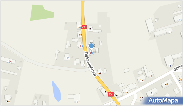 Bieniów, Zielonogórska, 18, mapa Bieniów