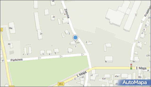 Bierutów, Zielona, 1a, mapa Bierutów