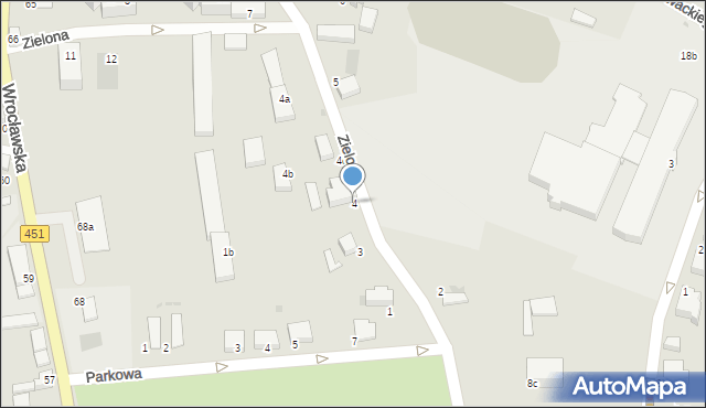 Bierutów, Zielona, 4, mapa Bierutów