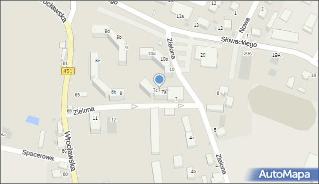 Bierutów, Zielona, 7b, mapa Bierutów