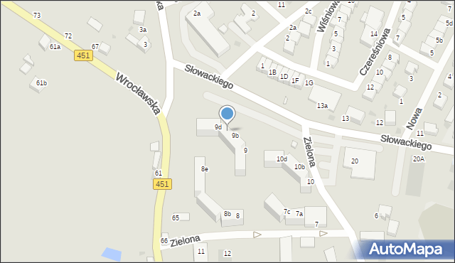 Bierutów, Zielona, 9c, mapa Bierutów