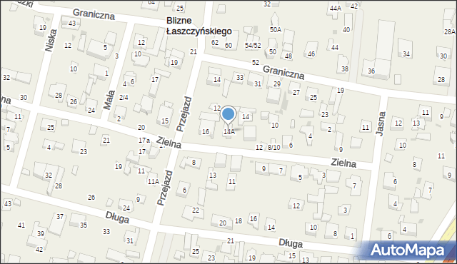Blizne Łaszczyńskiego, Zielna, 14A, mapa Blizne Łaszczyńskiego