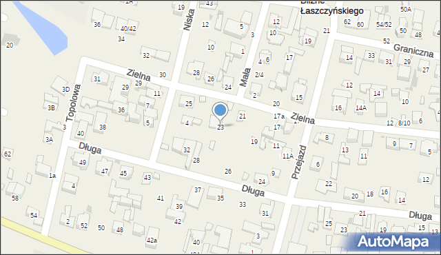 Blizne Łaszczyńskiego, Zielna, 23, mapa Blizne Łaszczyńskiego