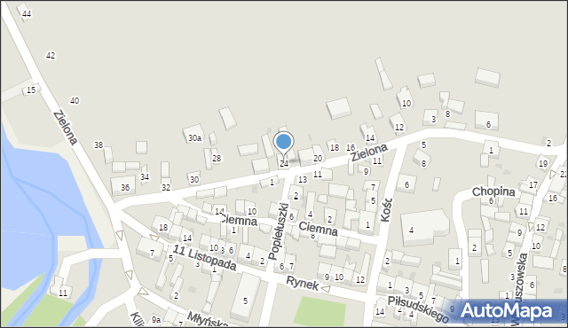 Bolesławiec, Zielona, 24, mapa Bolesławca