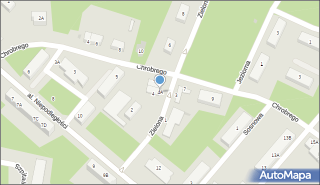 Borne Sulinowo, Zielona, 4A, mapa Borne Sulinowo