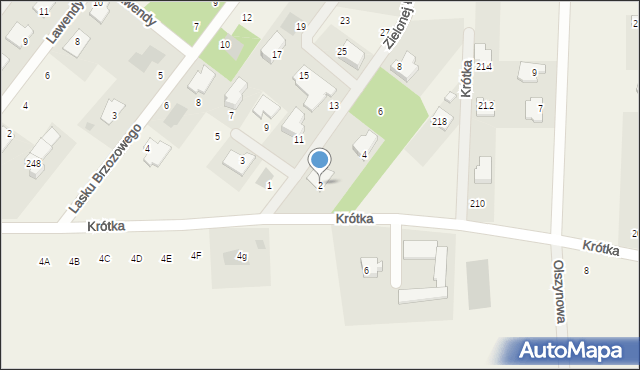 Borzęcin Mały, Zielonej Łąki, 2, mapa Borzęcin Mały