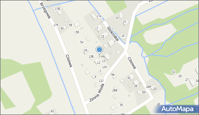 Brenna, Zimna Woda, 17, mapa Brenna