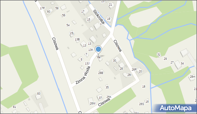 Brenna, Zimna Woda, 8a, mapa Brenna