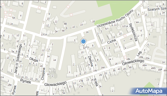 Brzesko, Zielona, 12/12A, mapa Brzesko