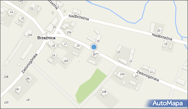 Brzeźnica, Zielonogórska, 14, mapa Brzeźnica