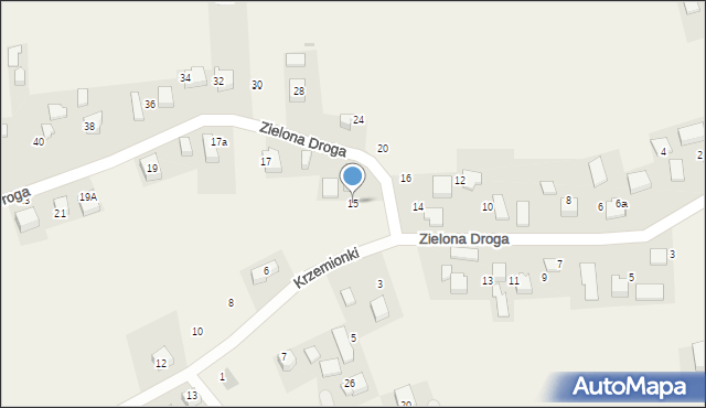 Brzozówka, Zielona Droga, 15, mapa Brzozówka