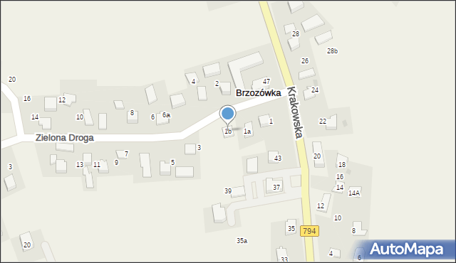 Brzozówka, Zielona Droga, 1b, mapa Brzozówka