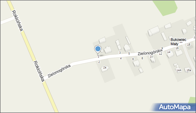 Bukowiec, Zielonogórska, 1, mapa Bukowiec