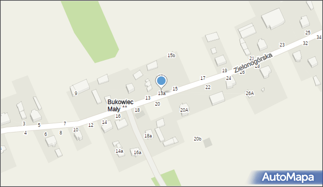 Bukowiec, Zielonogórska, 13a, mapa Bukowiec