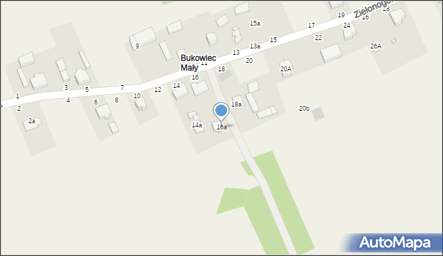 Bukowiec, Zielonogórska, 16a, mapa Bukowiec