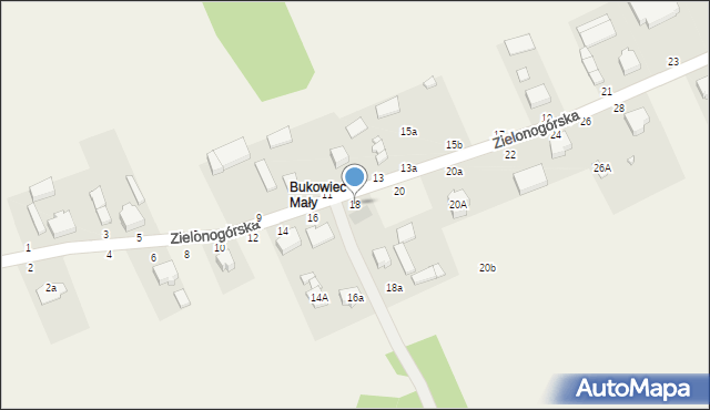 Bukowiec, Zielonogórska, 18, mapa Bukowiec