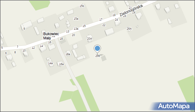 Bukowiec, Zielonogórska, 20b, mapa Bukowiec