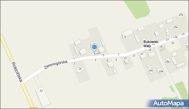 Bukowiec, Zielonogórska, 3, mapa Bukowiec