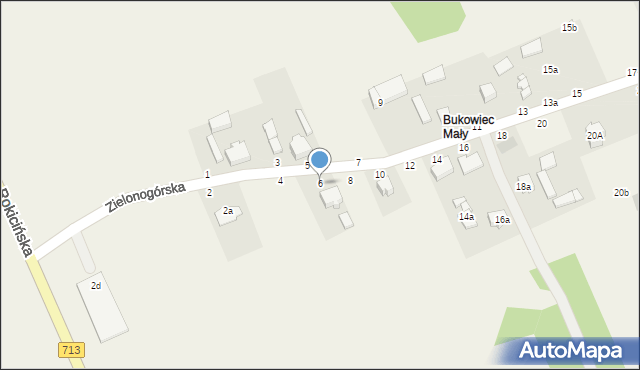 Bukowiec, Zielonogórska, 6, mapa Bukowiec