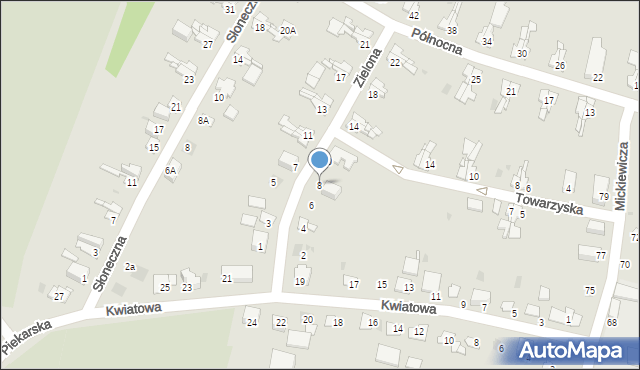 Bytom, Zielona, 8, mapa Bytomia