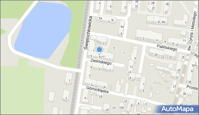 Bytom, Zielińskiego Feliksa, ks., 3, mapa Bytomia