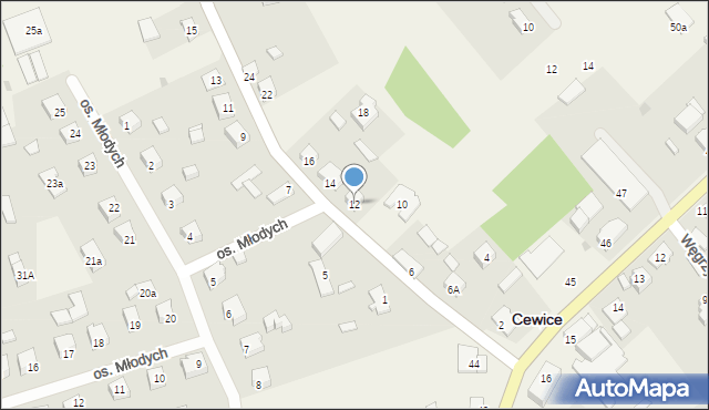 Cewice, Zielona, 12, mapa Cewice